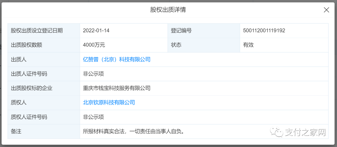 个人办pos机需要多少钱_钱宝支付超65%股权被质押(图1)